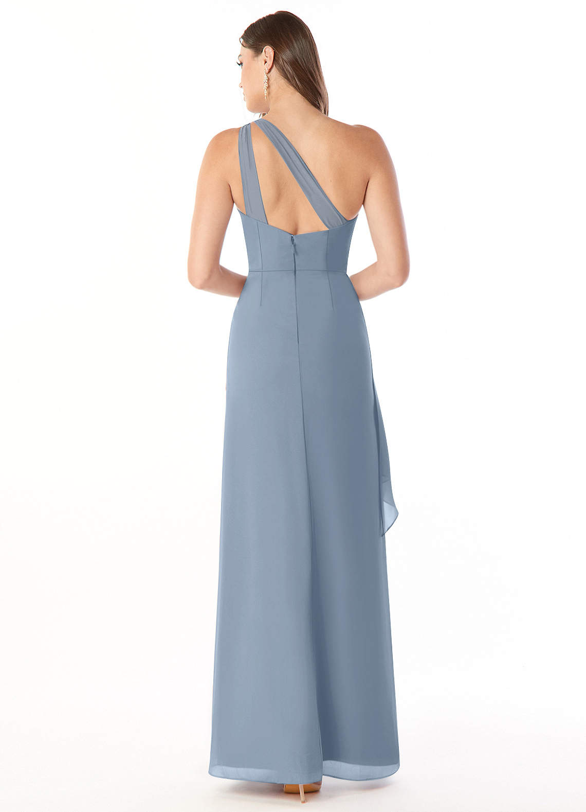 Maive Sheath One-Shoulder Chiffon Bridesmaid Dress in dusty blue
