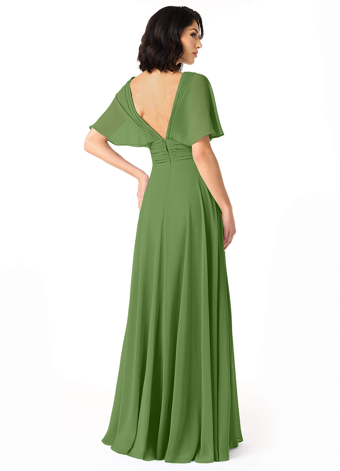 Pamela A-Line V-Neck Chiffon Bridesmaid Dress in Basil