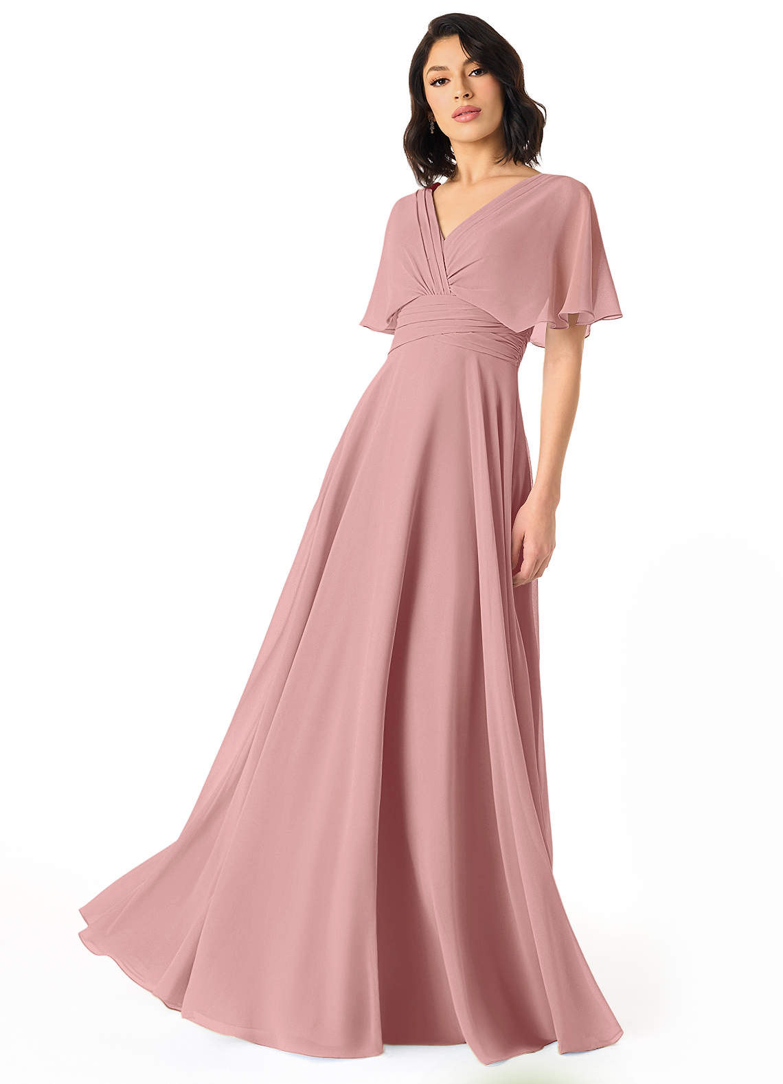 Pamela A-Line V-Neck Chiffon Bridesmaid Dress in dusty rose