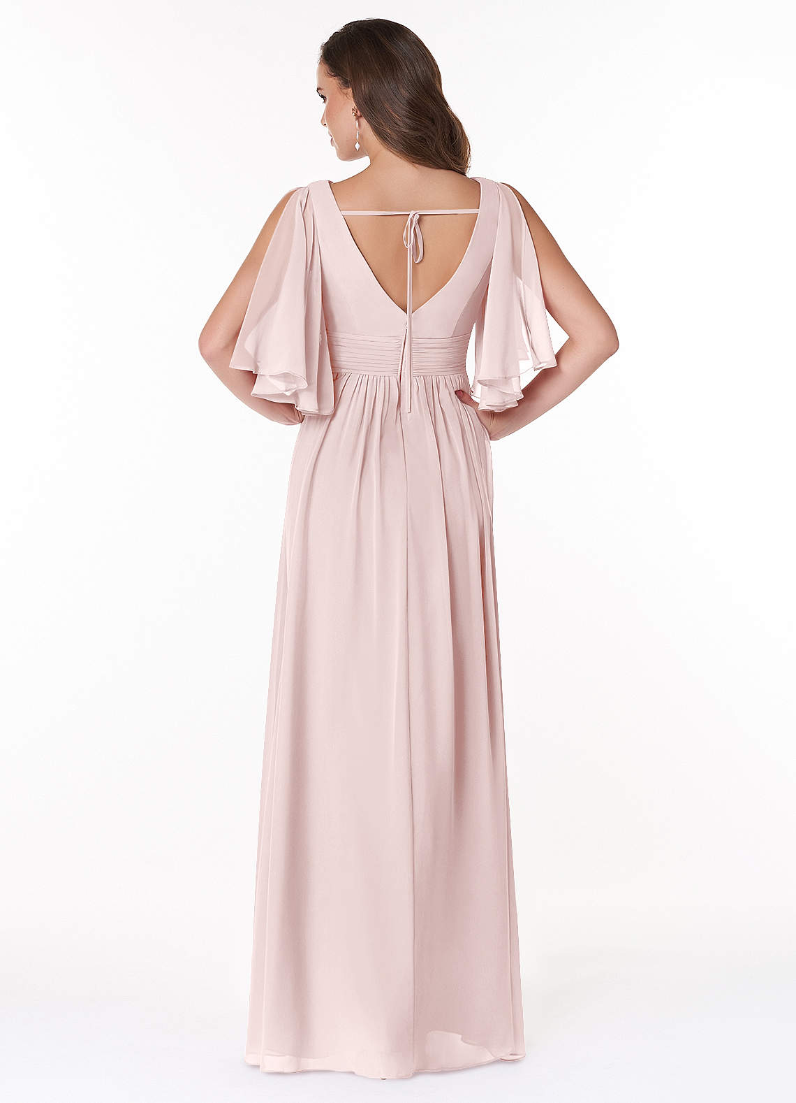 Temeka A-Line V-Neck Chiffon Bridesmaid Dress in Blushing Pink