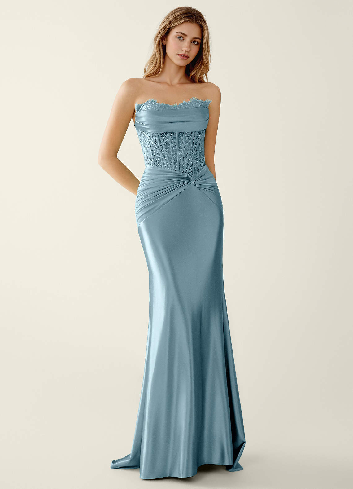 Sasha Mermaid Strapless Stretch Satin Evening Dress in Burgundy