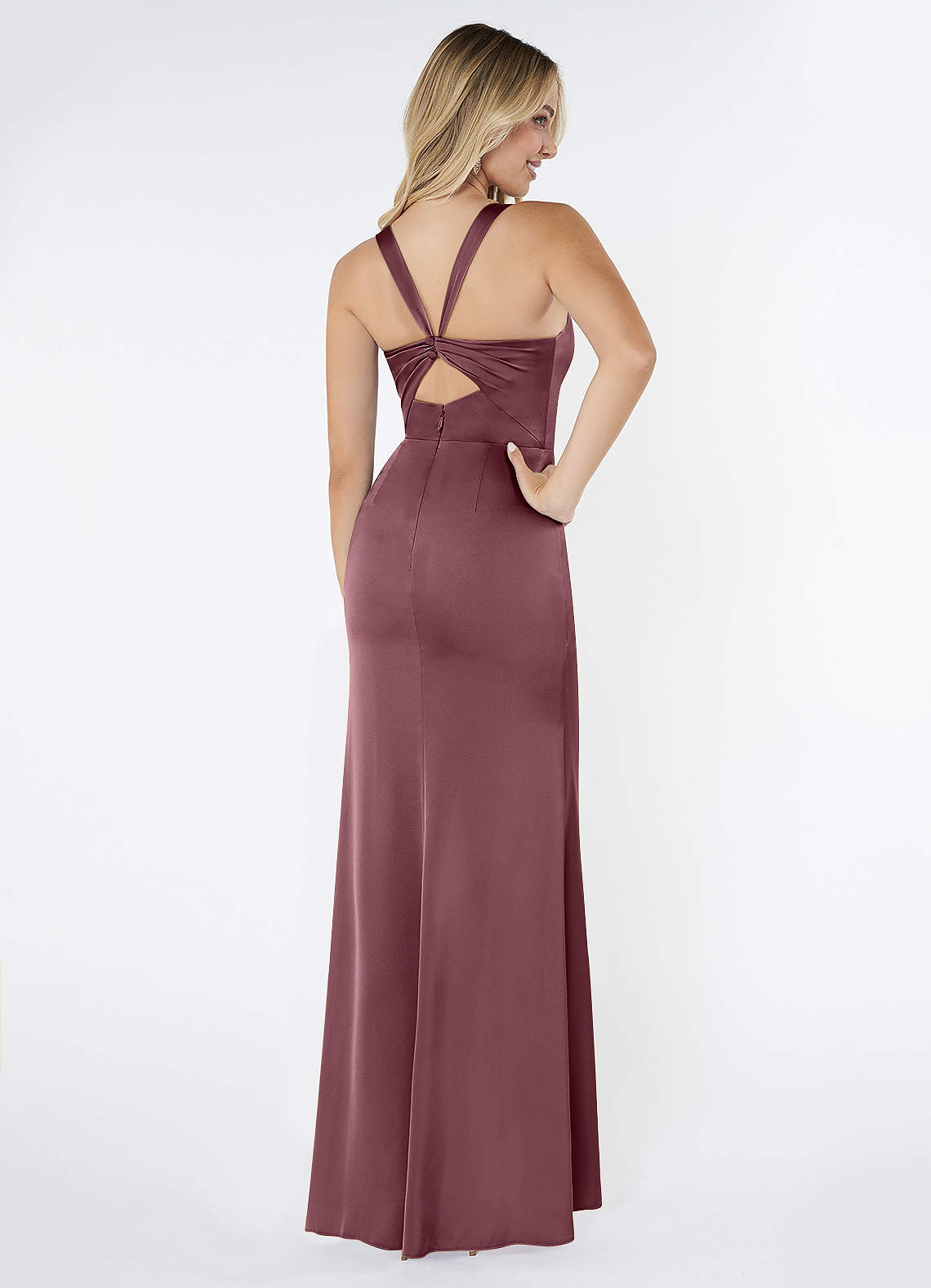 Mero Mermaid Square-Neck Stretch Satin Bridesmaid Dress in Amethyst