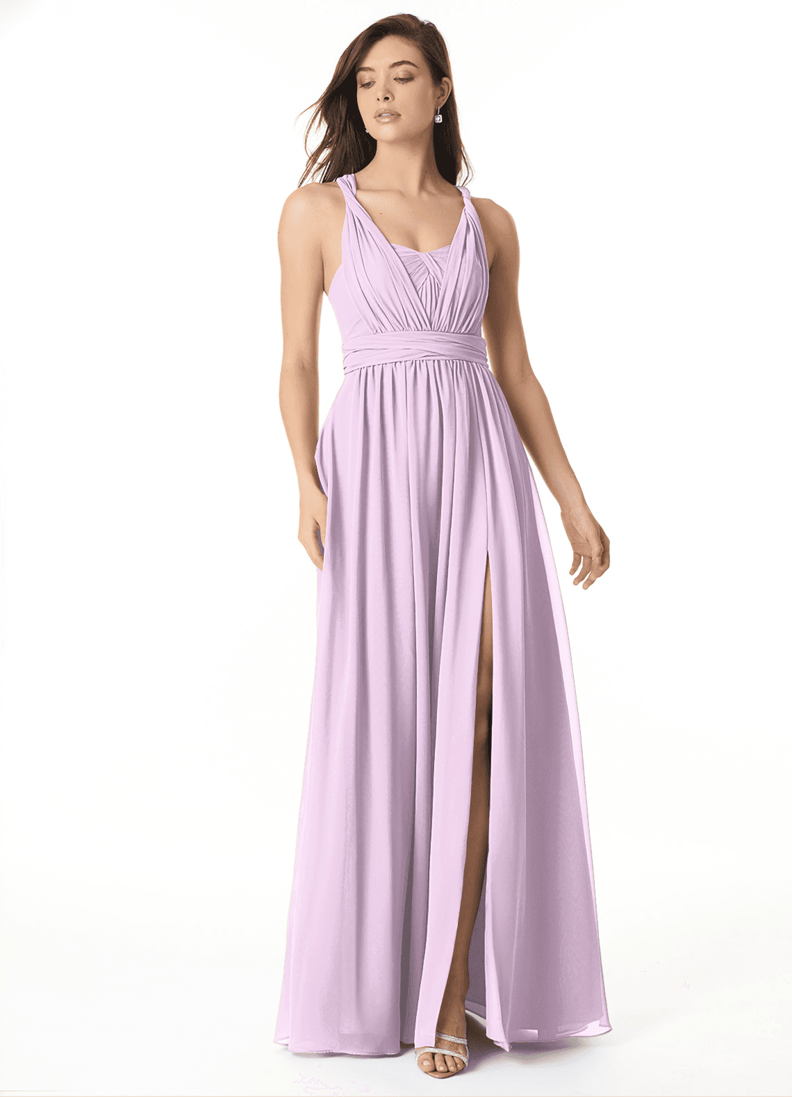 Olani A-Line V-Neck Chiffon Bridesmaid Dress in Frosted Lilac