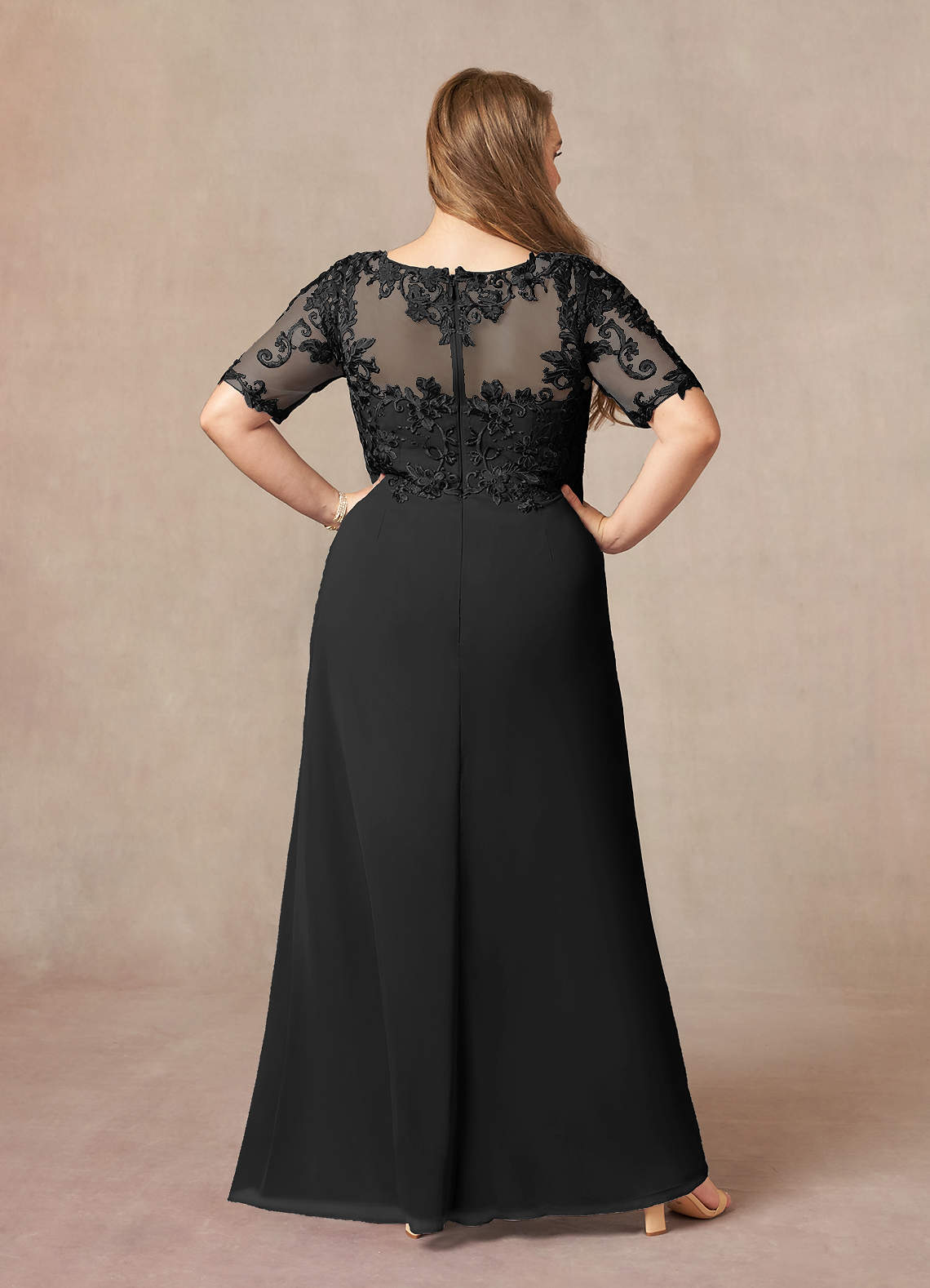Amedeus A-Line V-Neck Chiffon and Lace Mother of the Bride Dress