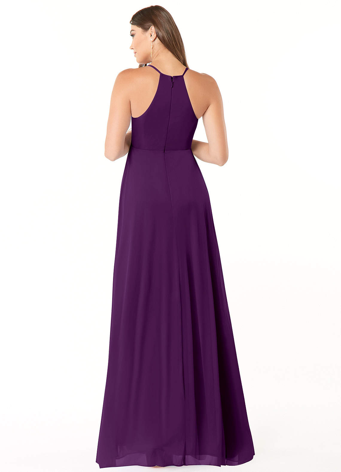 Annabelle A-Line V-Neck Mesh Bridesmaid Dress in Grape
