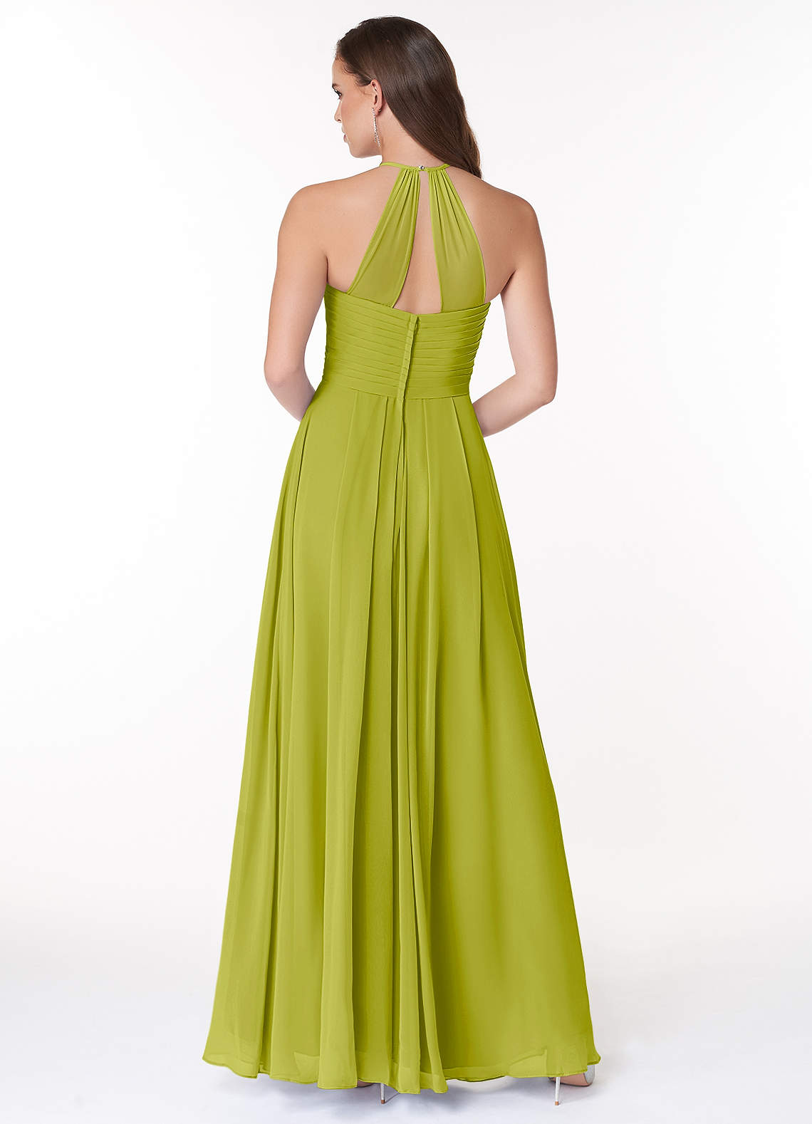 Ginger A-Line Halter Chiffon Bridesmaid Dress in Lemongrass
