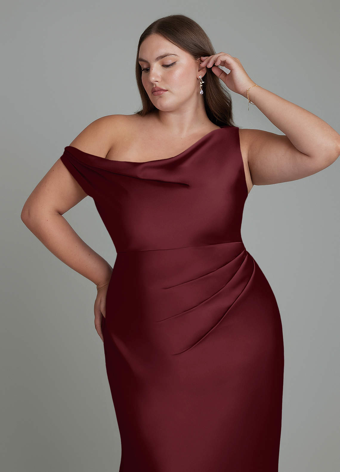 Emerson Mermaid One-Shoulder Stretch Satin Bridesmaid Dress