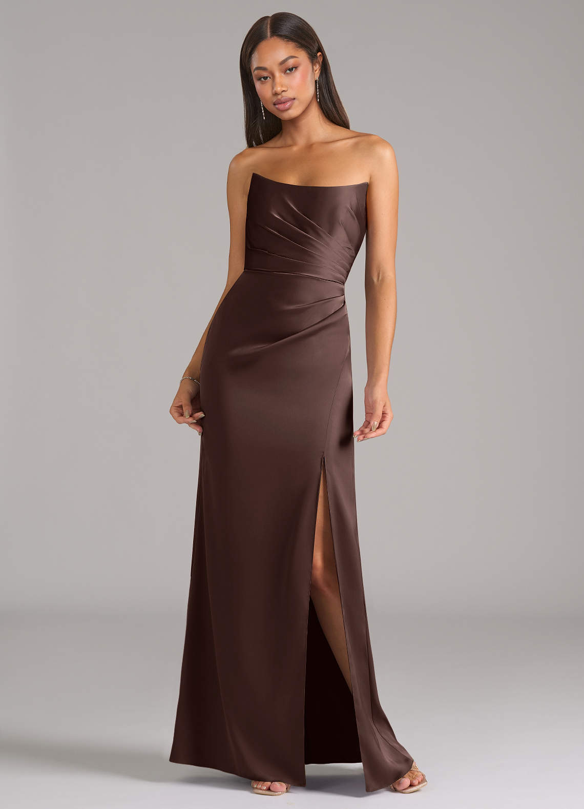 Marla Sheath Strapless Stretch Satin Bridesmaid Dress