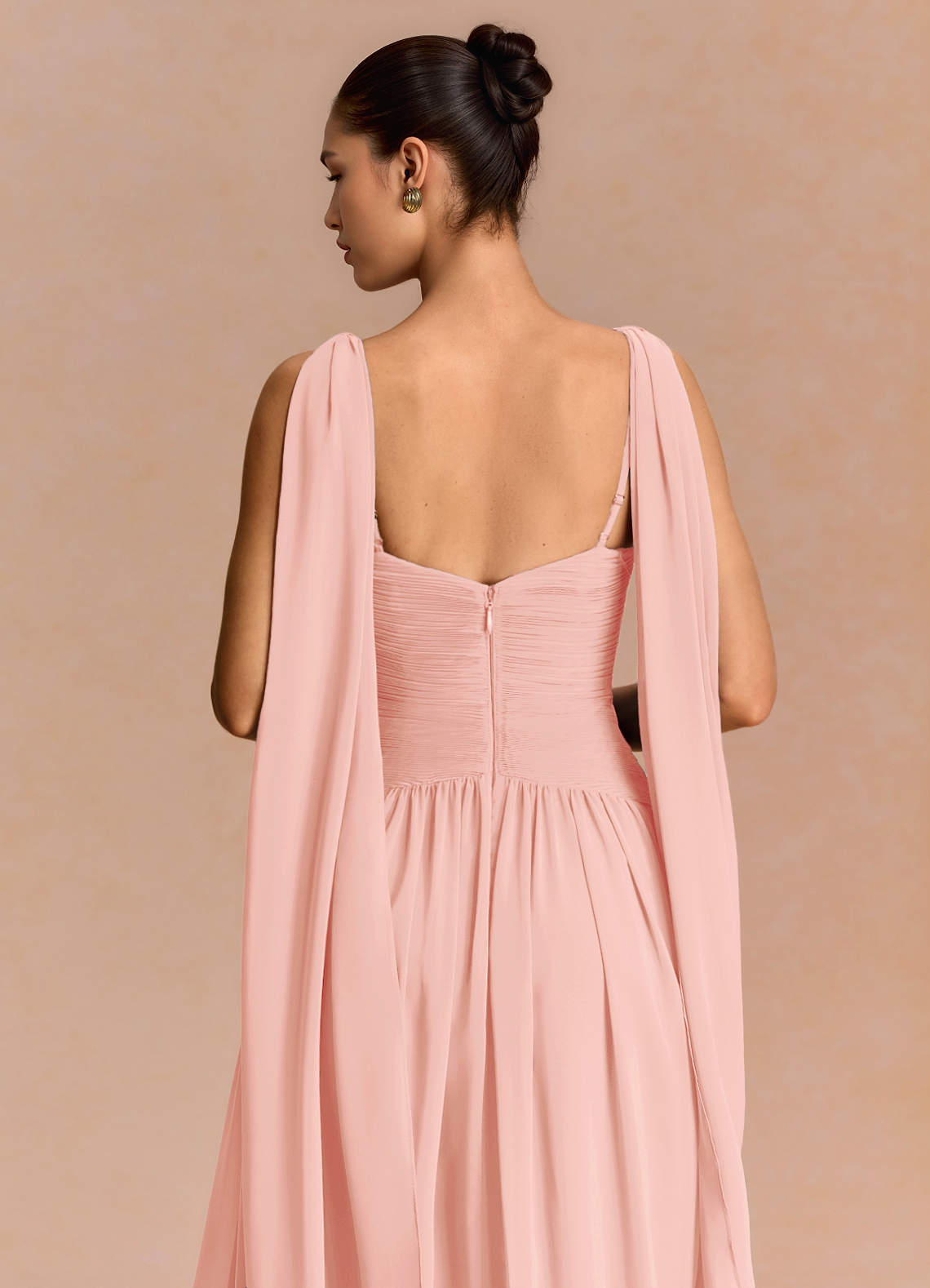 Eluney A-Line V-Neck Chiffon Evening Dress in Rosette