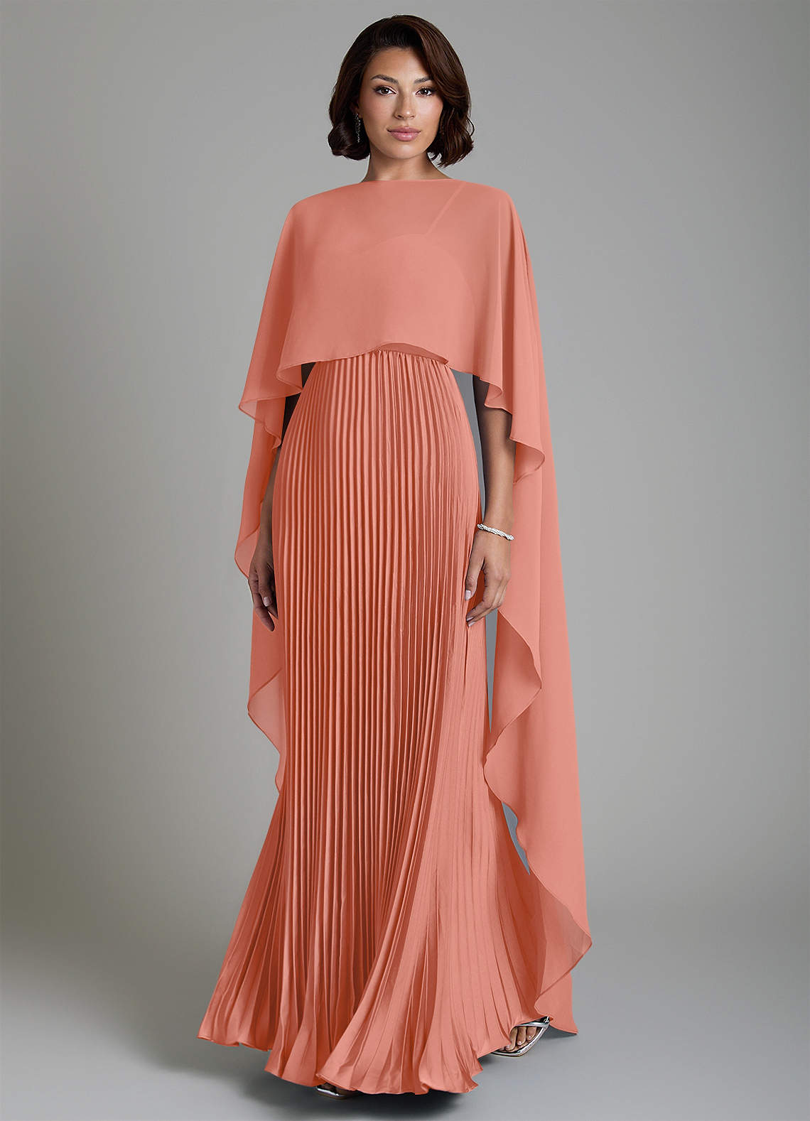 Micah A-Line Sweetheart Stretch Satin and Chiffon Bridesmaid Dress in Salmon Pink