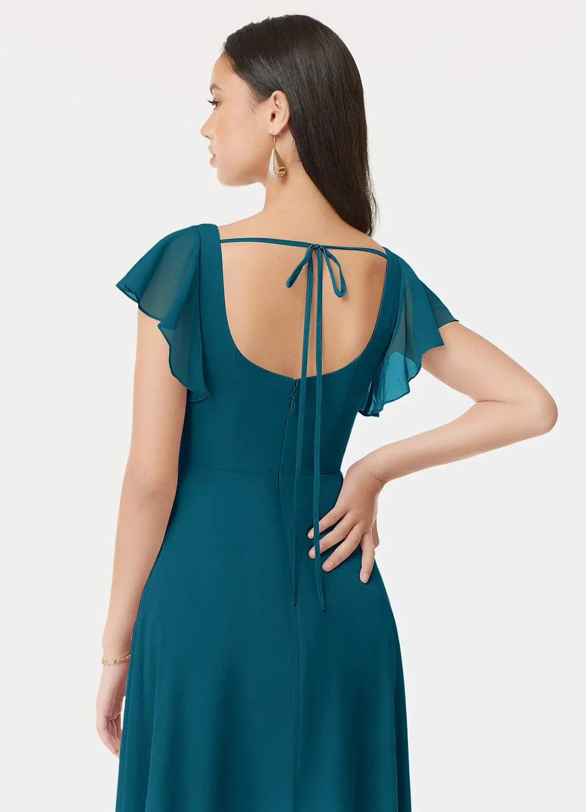 Bondi A-Line Square-Neck Chiffon Bridesmaid Dress in Ink Blue
