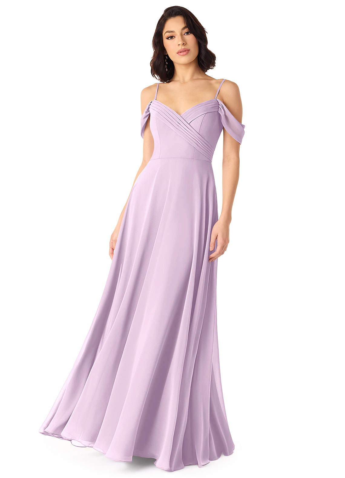 Tancie A-Line Off-the-Shoulder Chiffon Bridesmaid Dress in Frosted Lilac
