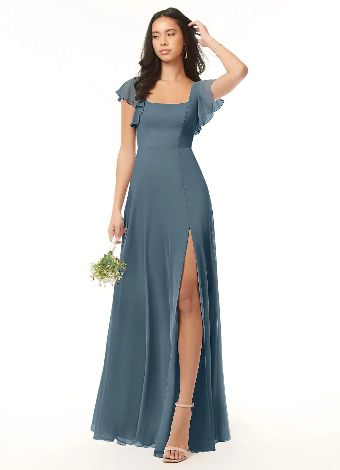 Bondi A-Line Square-Neck Chiffon Bridesmaid Dress in Twilight