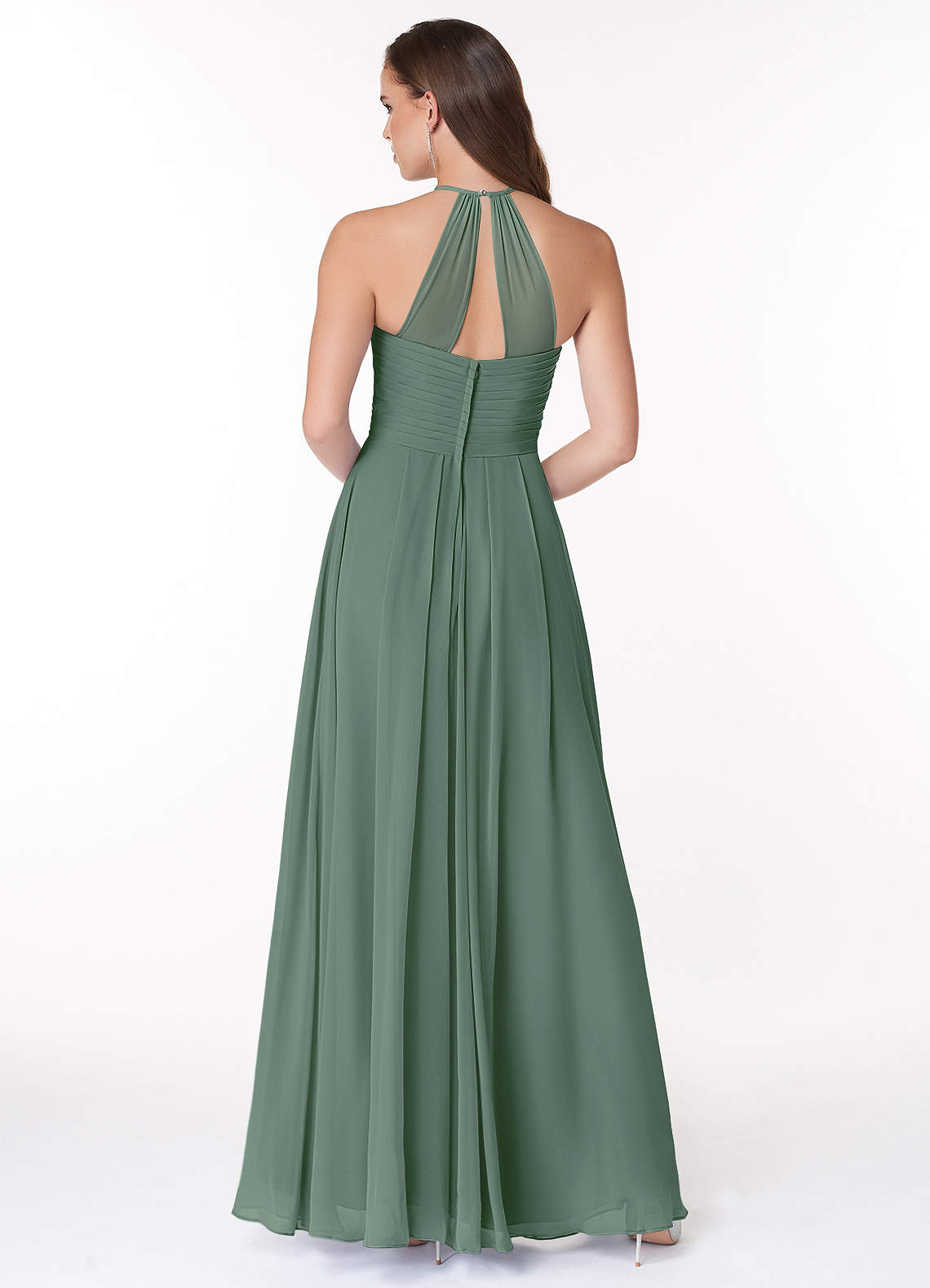 Ginger A-Line Halter Chiffon Bridesmaid Dress in Eucalyptus