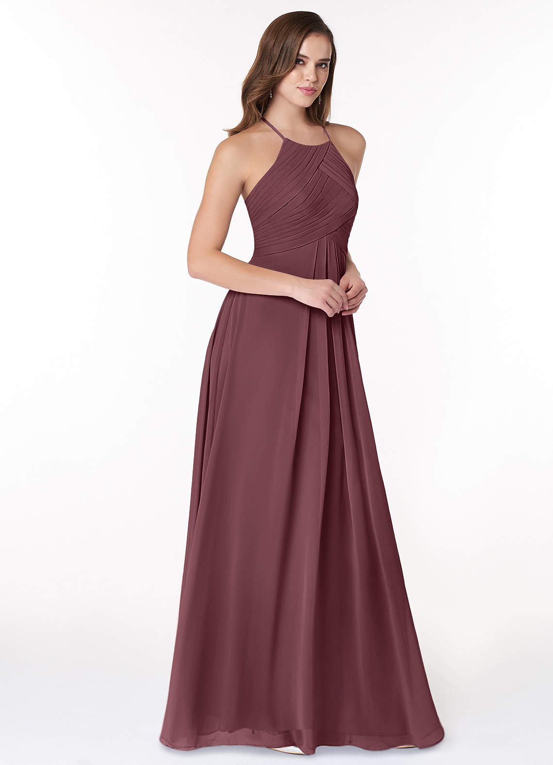 Ginger A-Line Halter Chiffon Bridesmaid Dress in Sangria