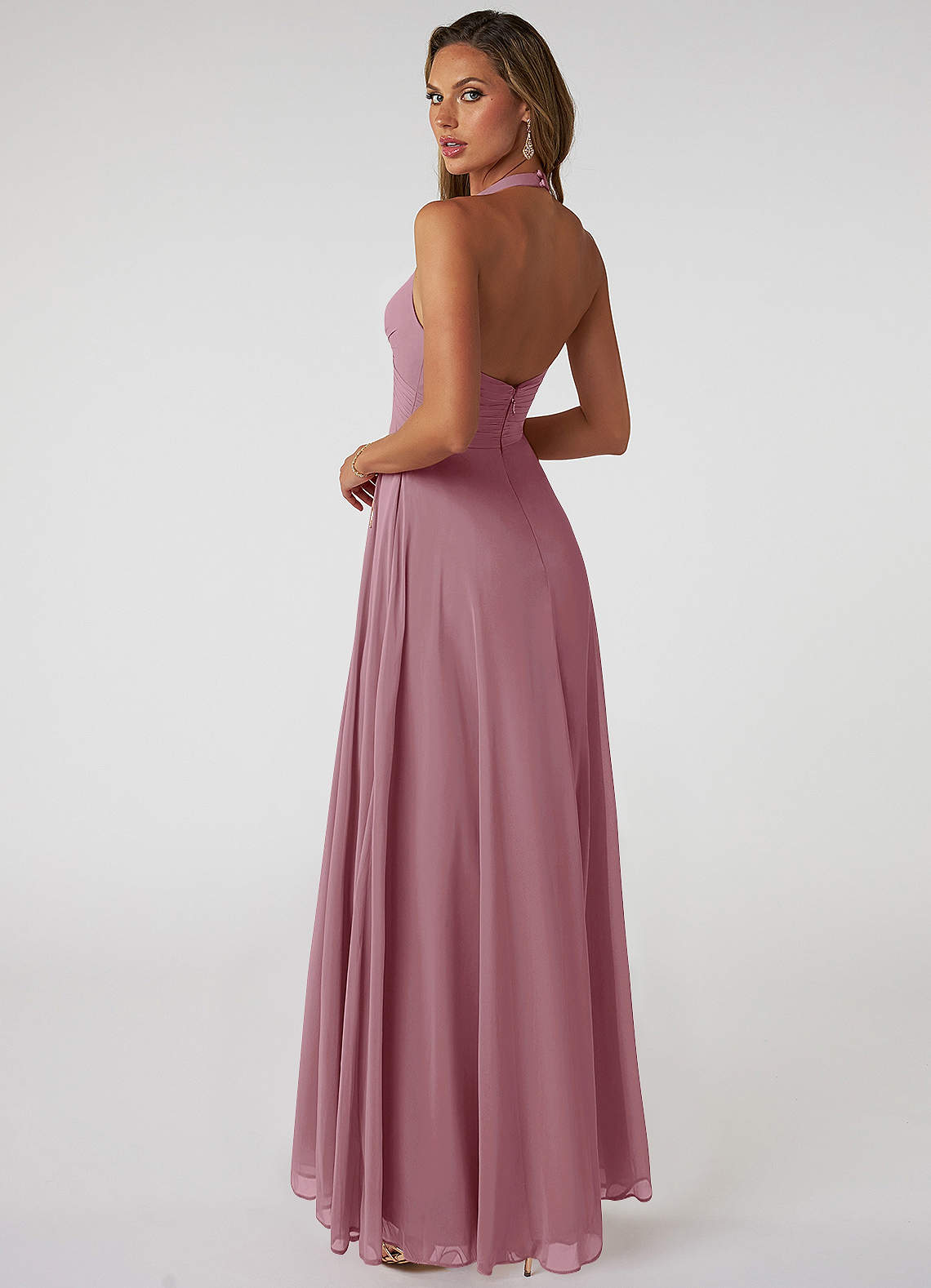 Tessie A-Line V-Neck Chiffon Bridesmaid Dress in Vintage Mauve