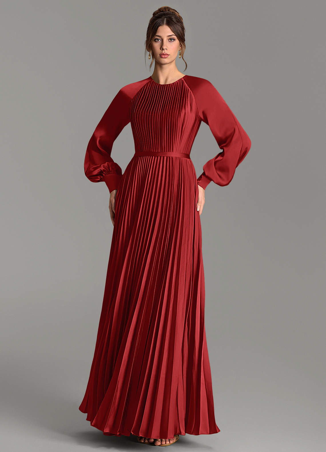 Grayson A-Line Scoop-Neck Stretch Satin Bridesmaid Dress in Pomegranate