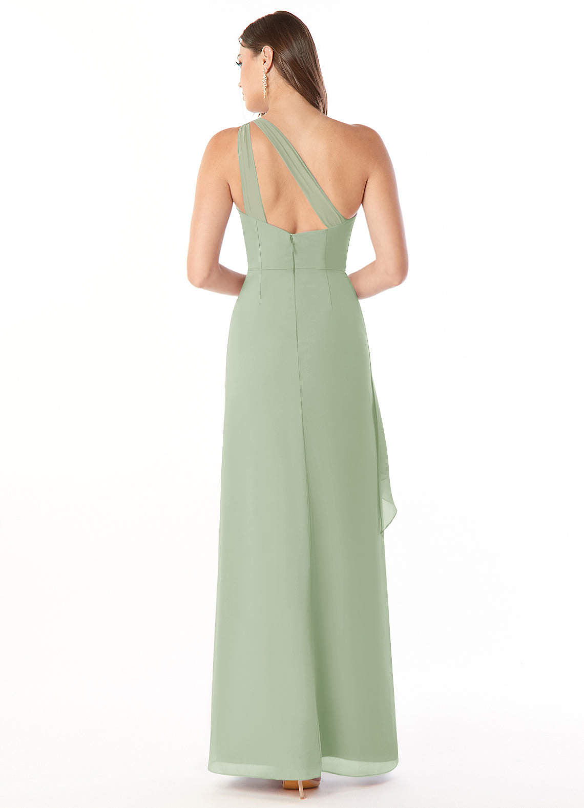 Maive Sheath One-Shoulder Chiffon Bridesmaid Dress in Dusty Sage