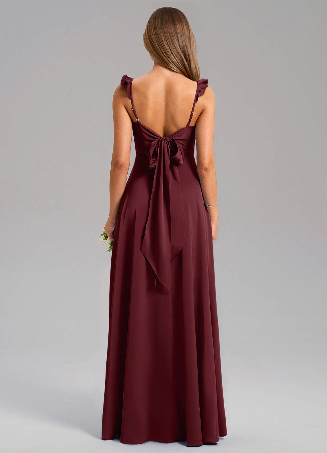 Everett A-Line V-Neck Chiffon Bridesmaid Dress in Cabernet