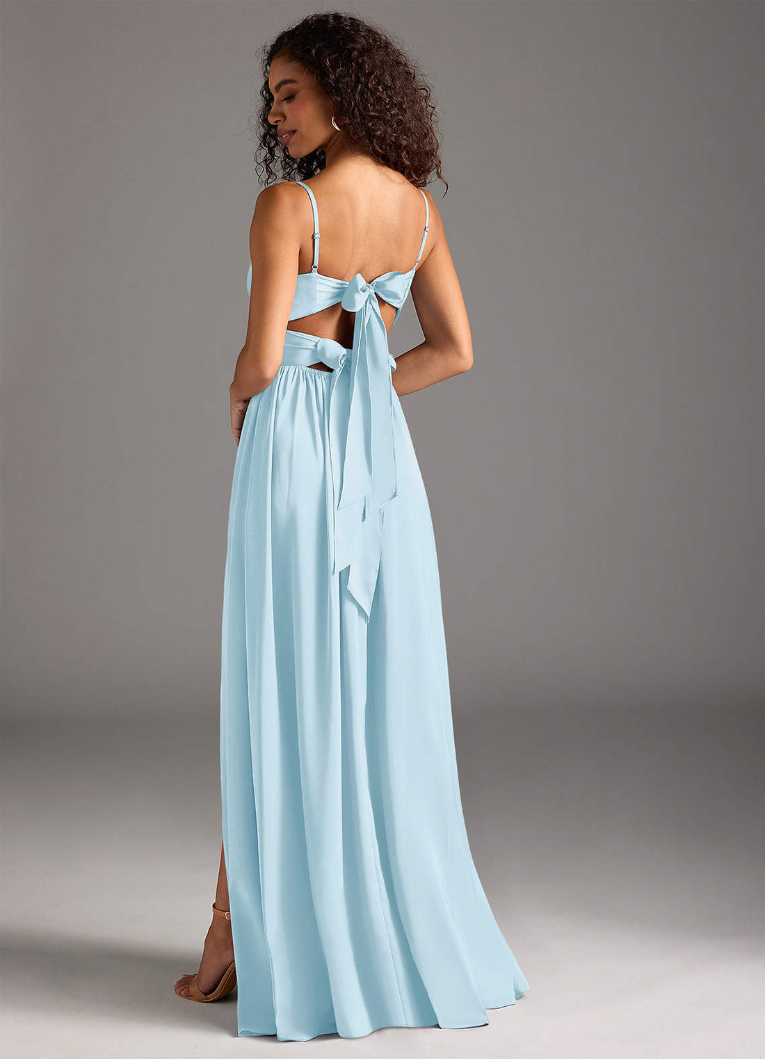 Zeya A-Line V-Neck Chiffon Bridesmaid Dress in Sky Blue
