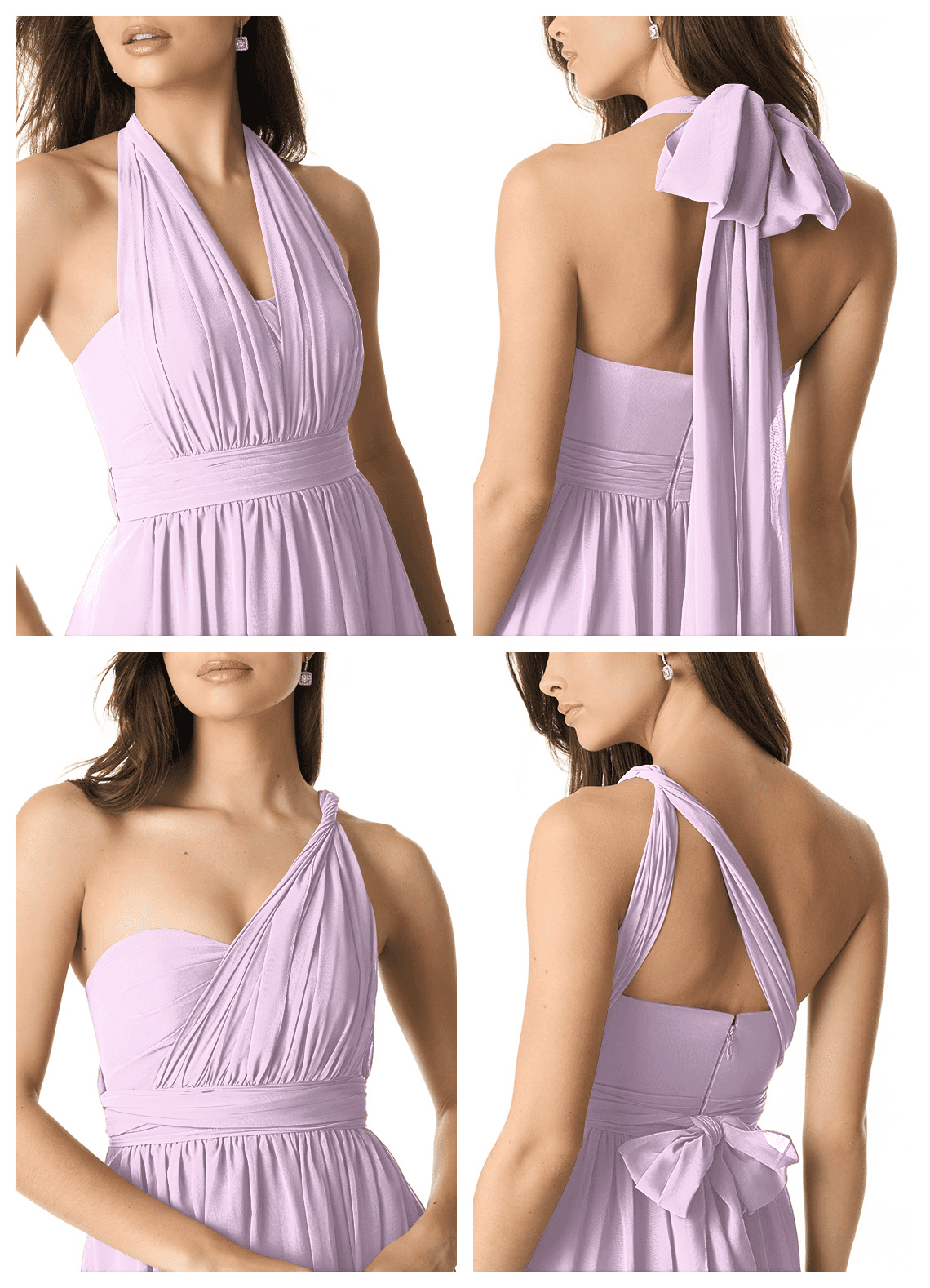 Olani A-Line V-Neck Chiffon Bridesmaid Dress in Frosted Lilac