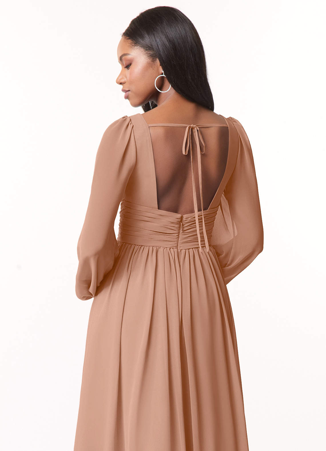 Norah A-Line V-Neck Chiffon Bridesmaid Dress in Champagne Rose