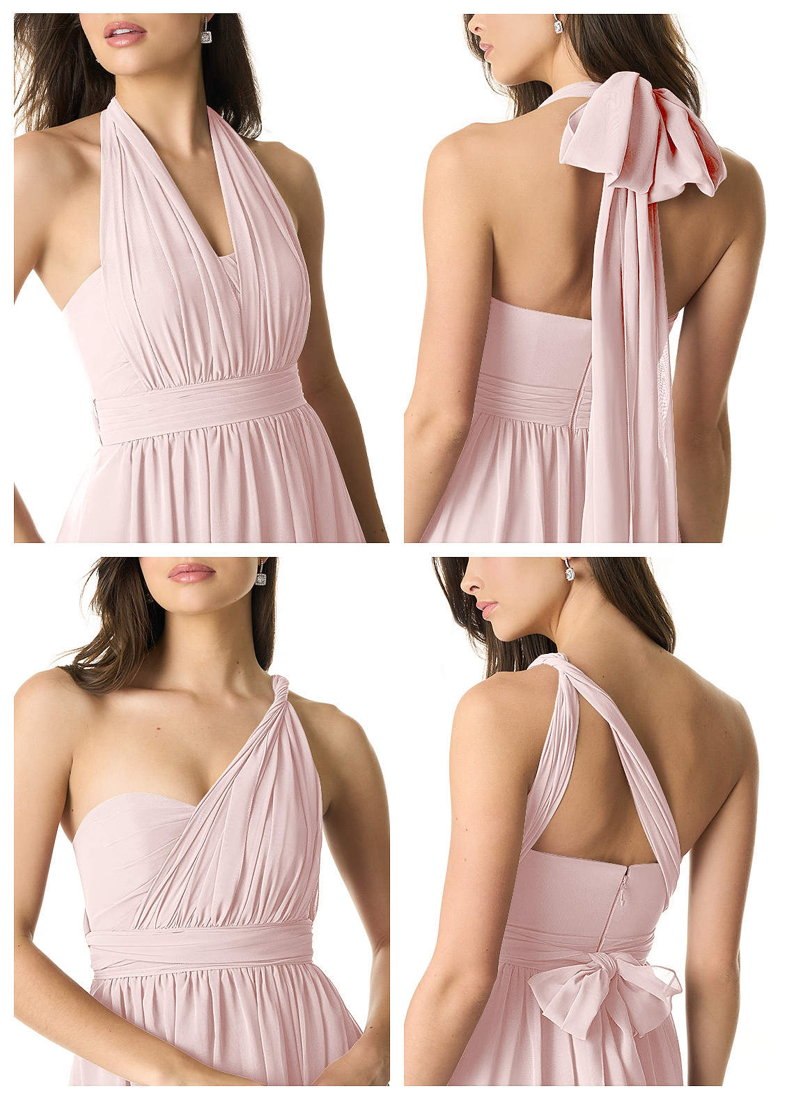 Olani A-Line V-Neck Chiffon Bridesmaid Dress in Blushing Pink