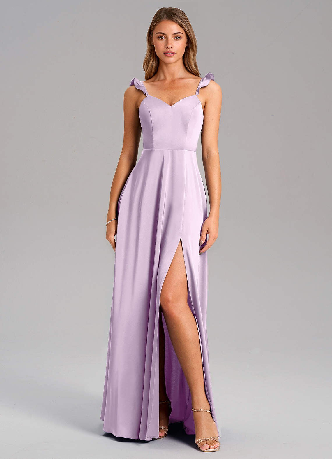 Everett A-Line V-Neck Chiffon Bridesmaid Dress in Frosted Lilac