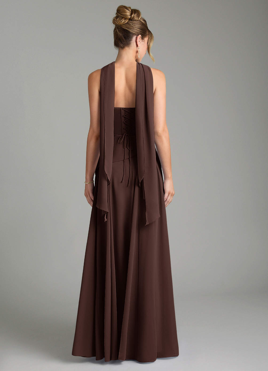 Gabriela A-Line Cowl-Neck Chiffon Bridesmaid Dress in Ganache