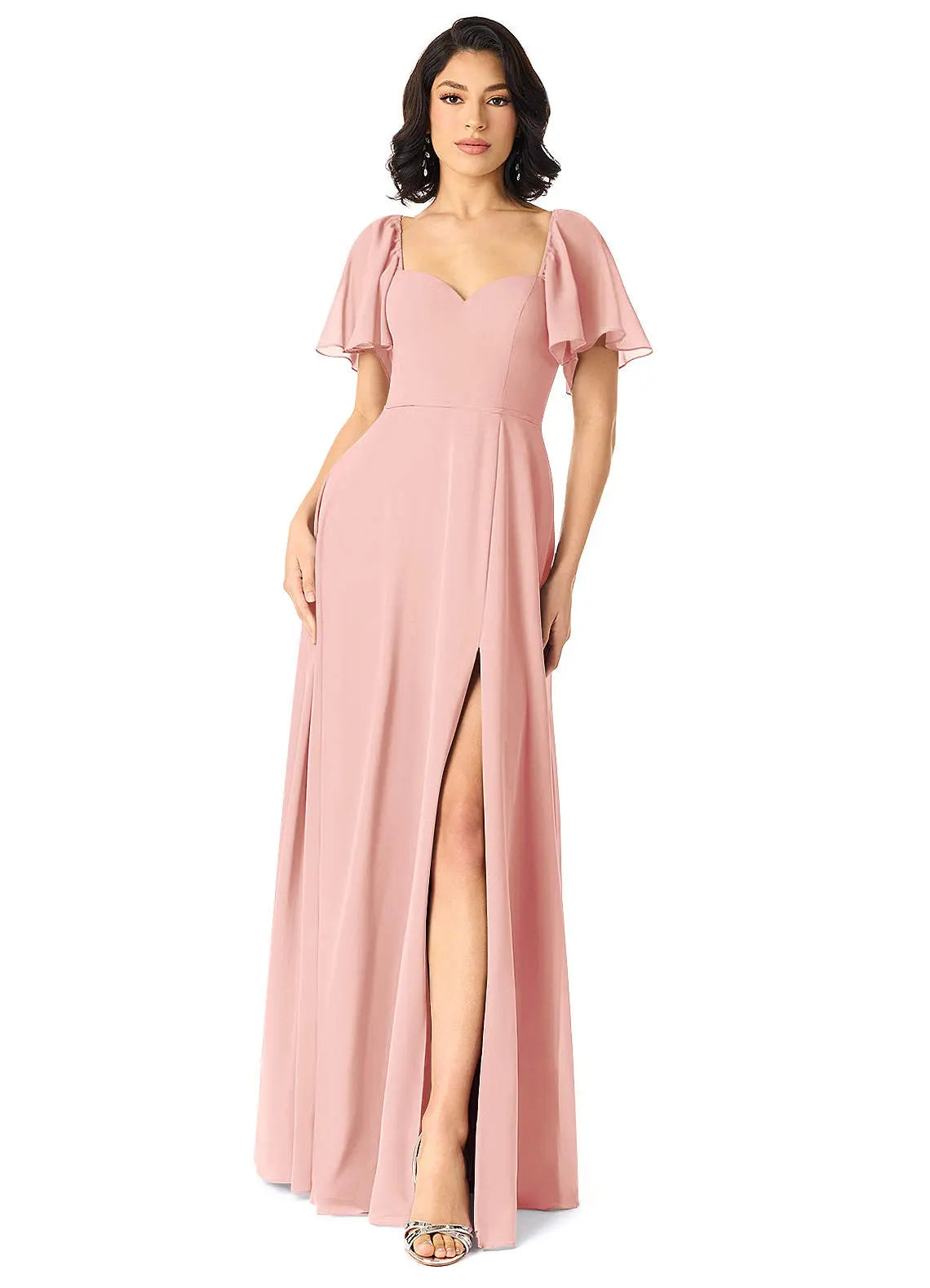 Chloe A-Line Sweetheart Chiffon Bridesmaid Dress in Rosette