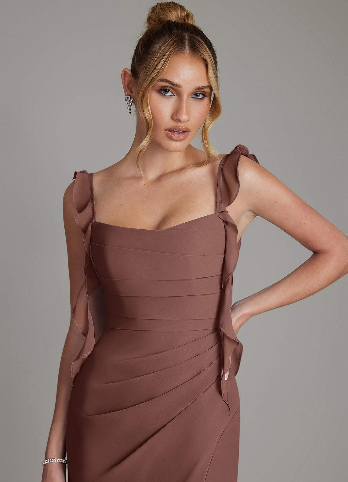 Jessamine Mermaid Sweetheart Chiffon Bridesmaid Dress in Espresso