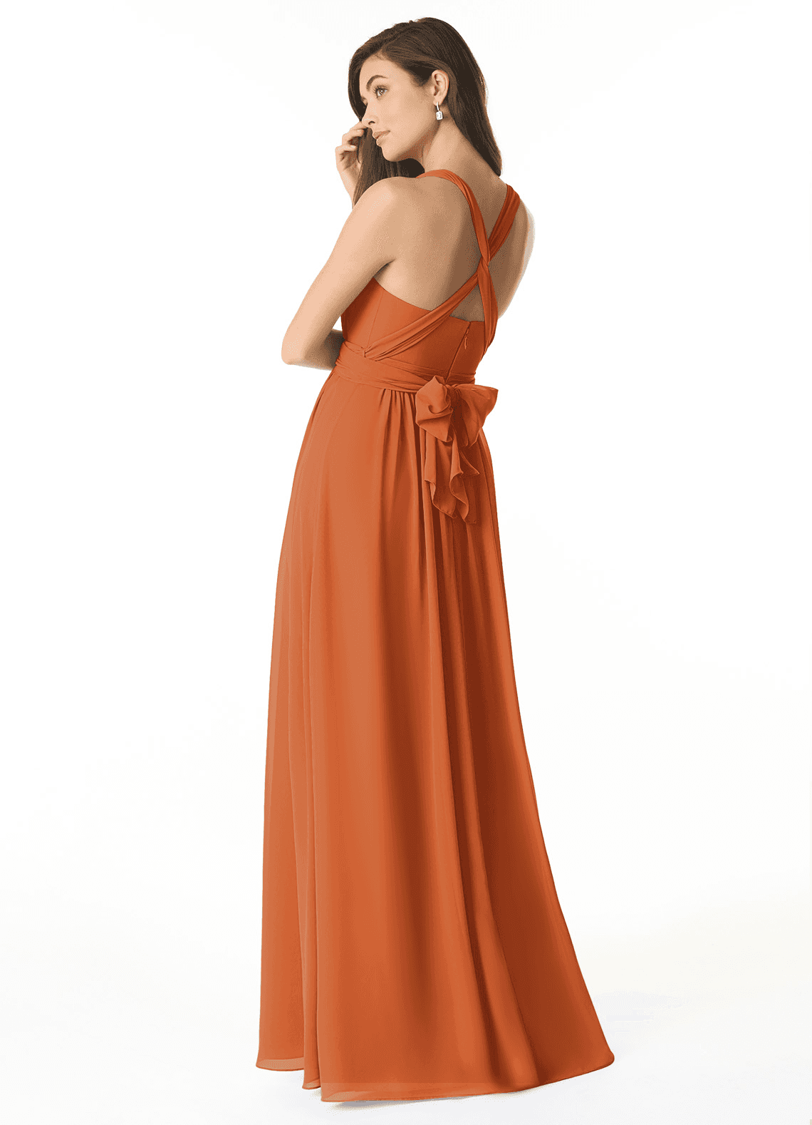 Olani A-Line V-Neck Chiffon Bridesmaid Dress in Cinnamon