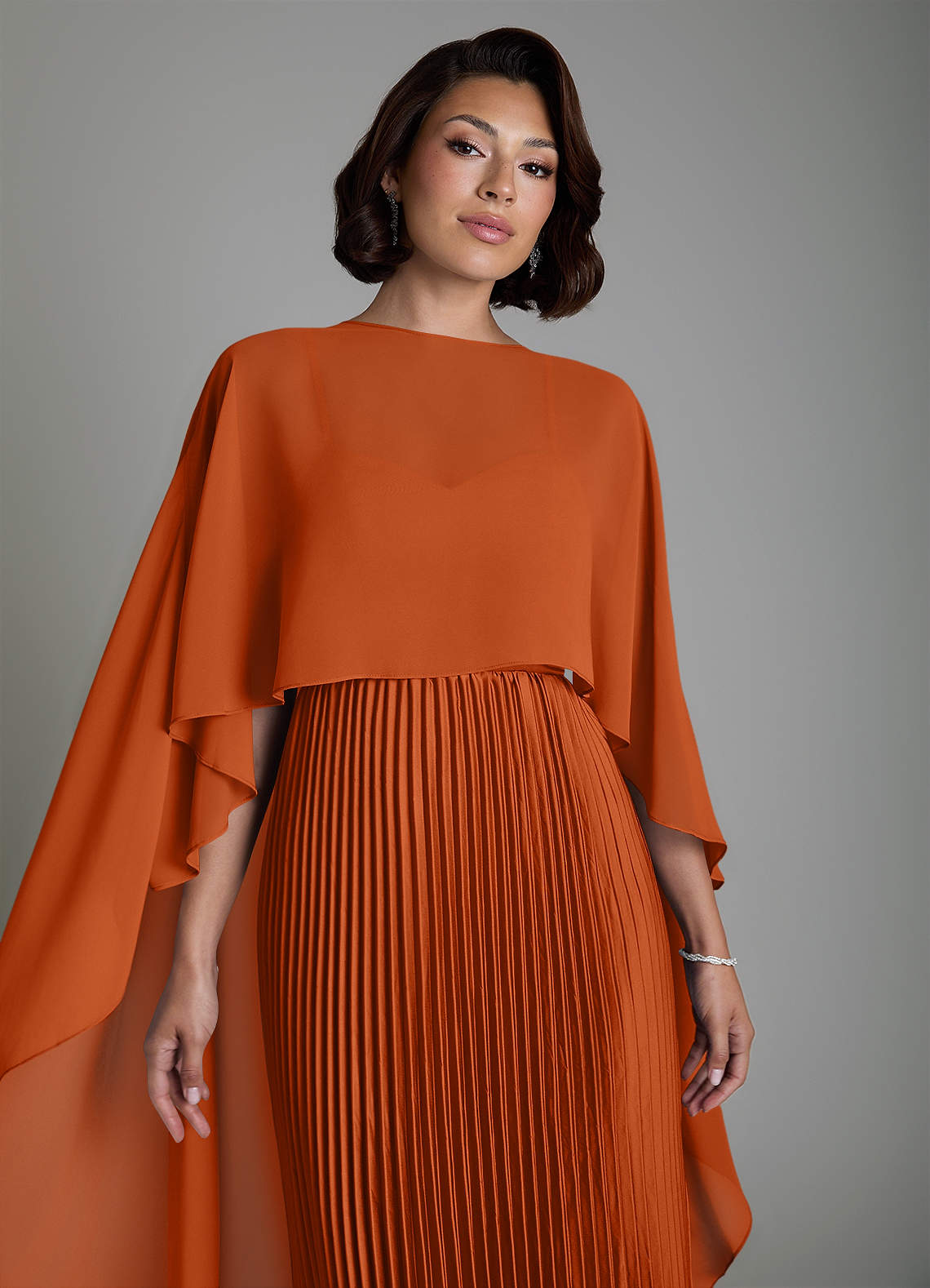 Micah A-Line Sweetheart Stretch Satin and Chiffon Bridesmaid Dress in Burnt Orange