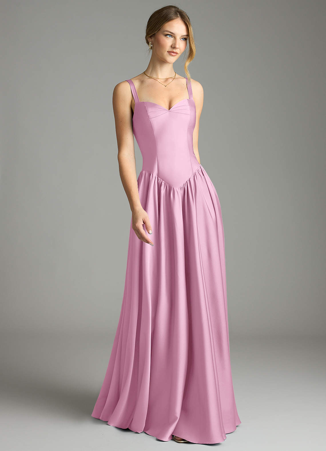 Evadina A-Line Sweetheart Stretch Satin Bridesmaid Dress in candy pink