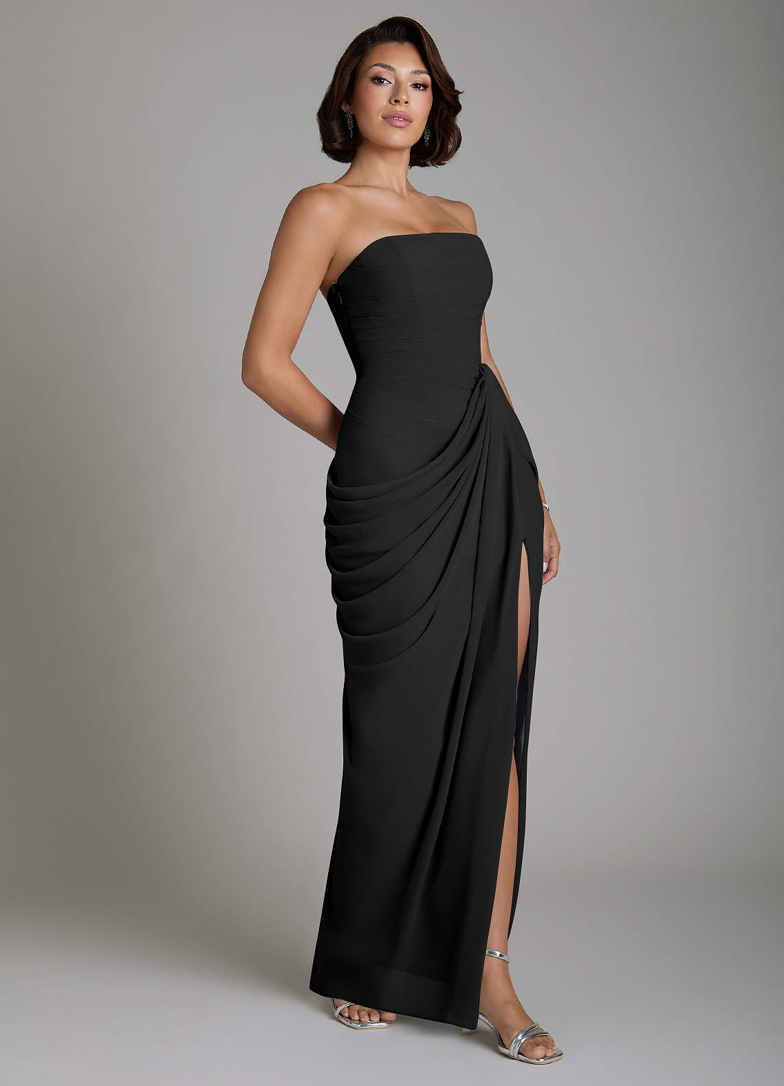 Nyra Sheath Strapless Chiffon Bridesmaid Dress