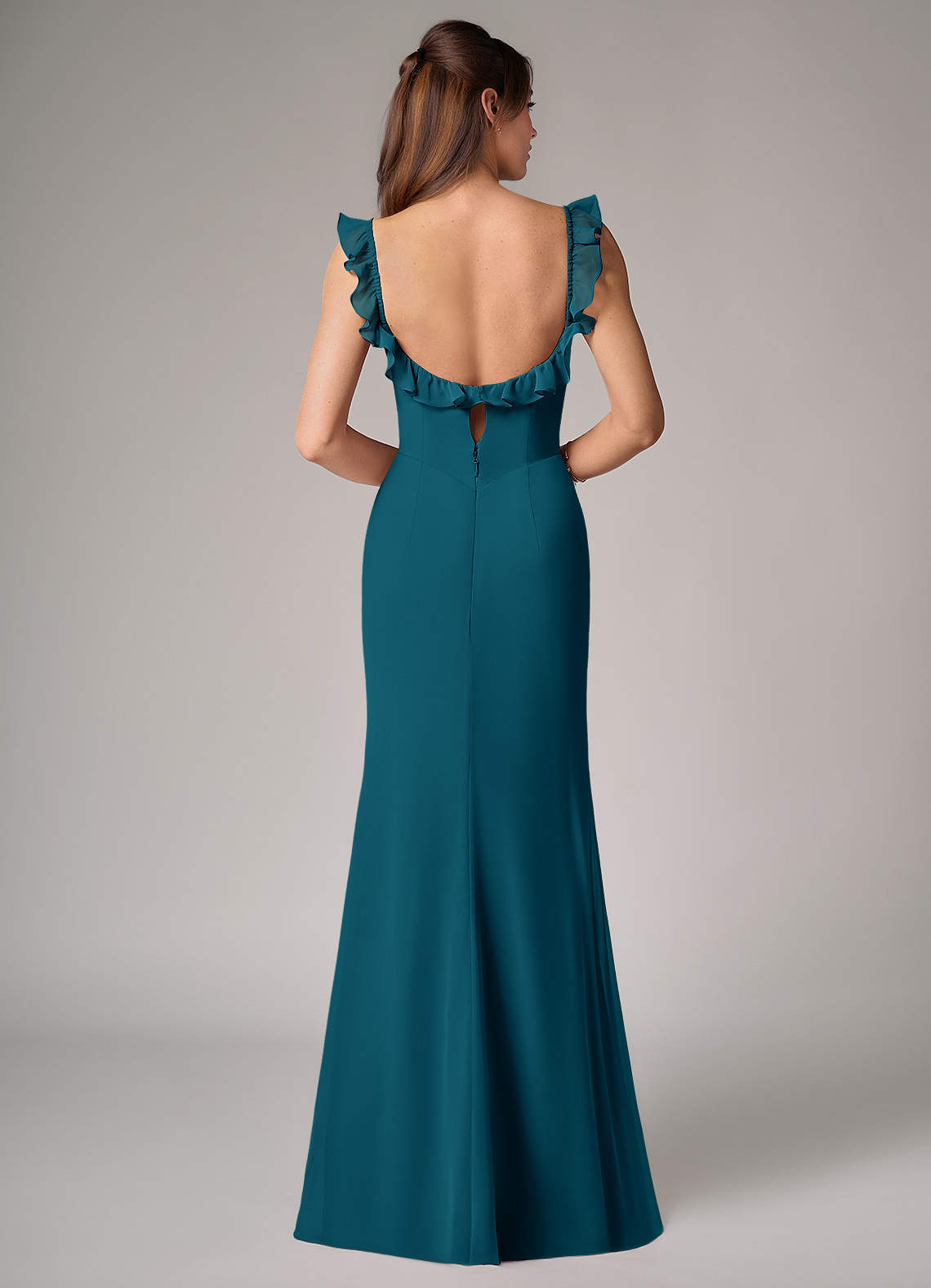 Callie Mermaid Scoop-Neck Chiffon Bridesmaid Dress in Ink Blue