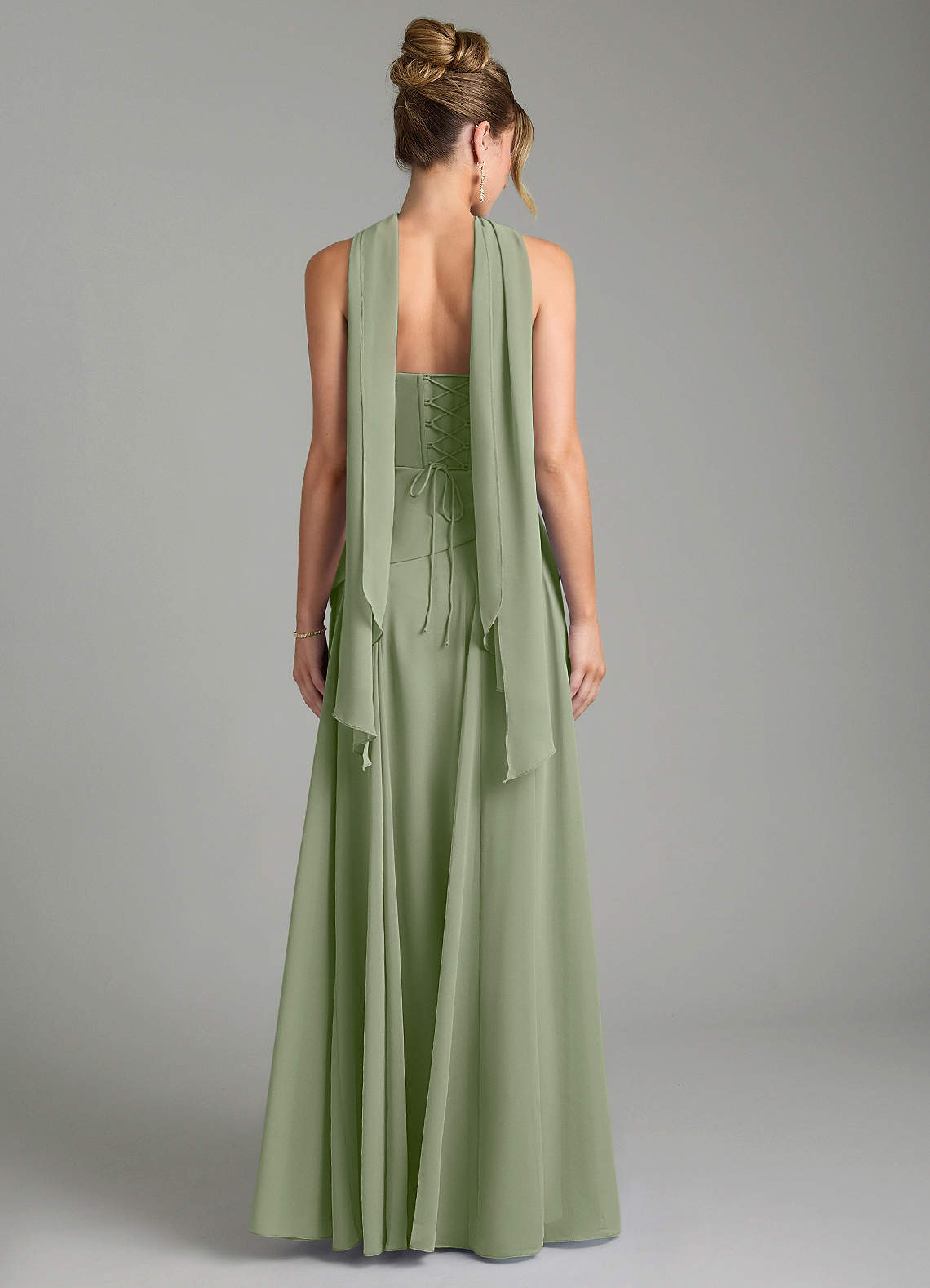 Gabriela A-Line Cowl-Neck Chiffon Bridesmaid Dress in Pistachio