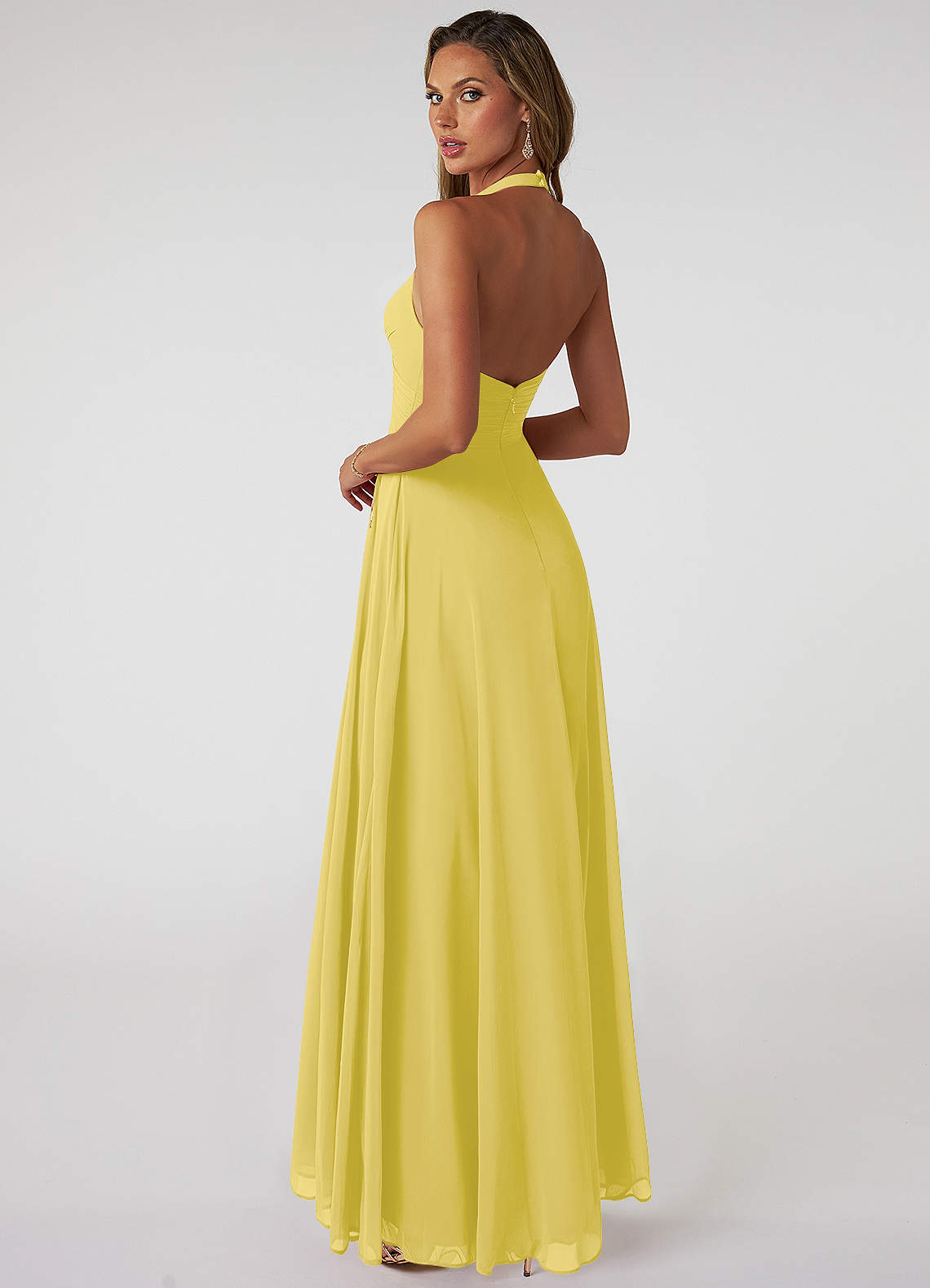 Tessie A-Line V-Neck Chiffon Bridesmaid Dress in Canary