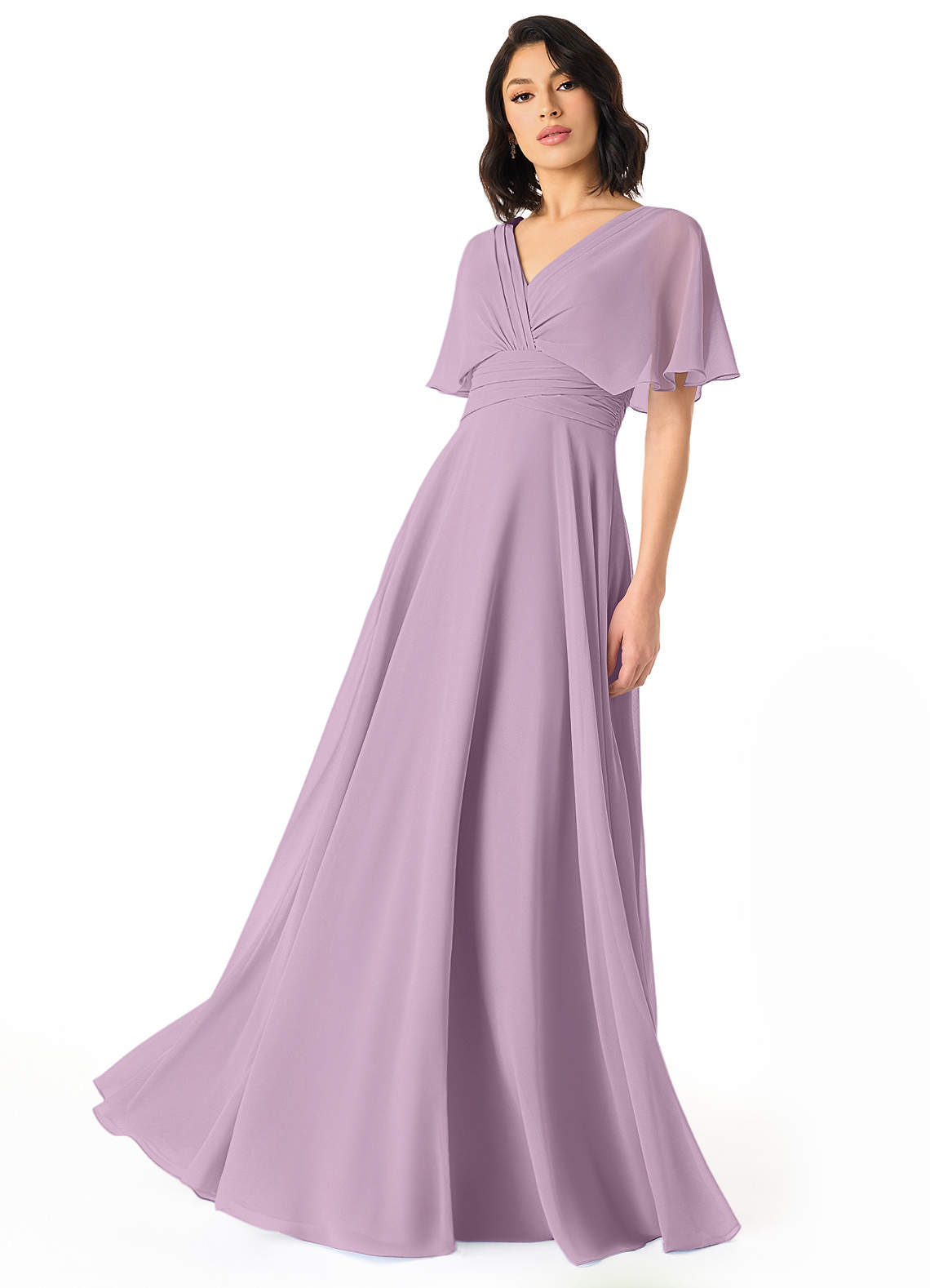 Pamela A-Line V-Neck Chiffon Bridesmaid Dress in Wisteria