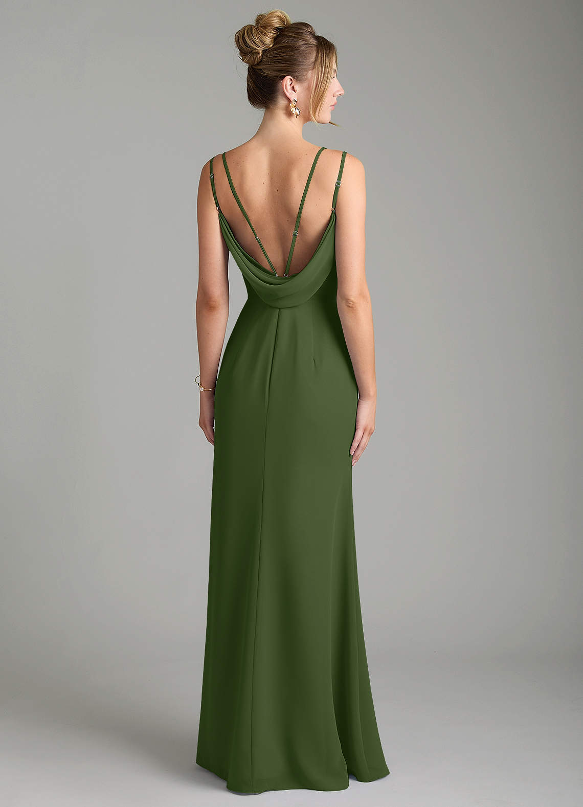 Egypt Sheath Sweetheart Chiffon Bridesmaid Dress in Olive