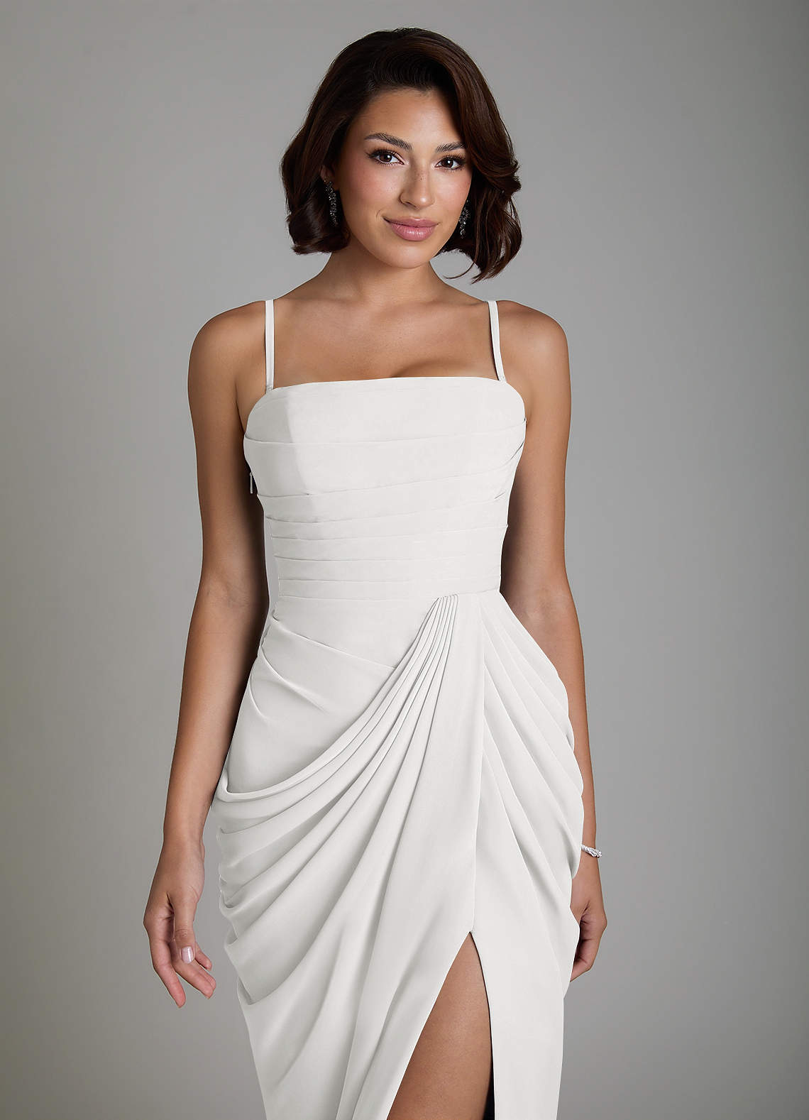 Nyra Sheath Strapless Chiffon Bridesmaid Dress in white
