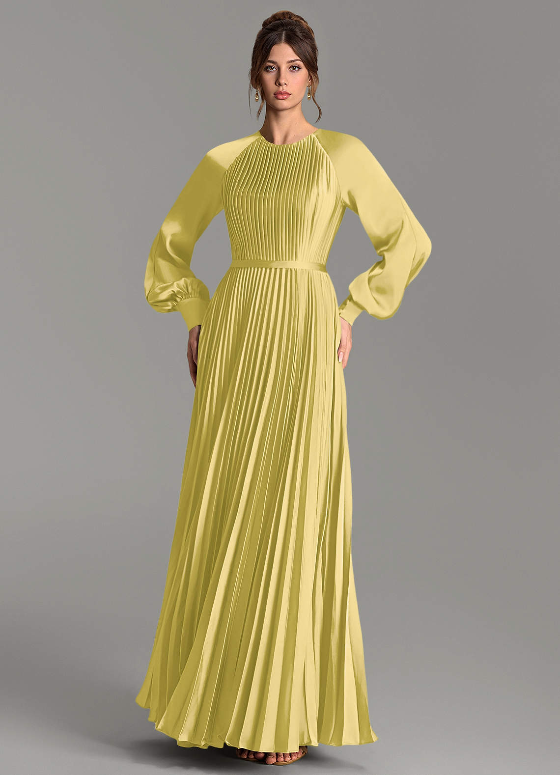 Grayson A-Line Scoop-Neck Stretch Satin Bridesmaid Dress in Canary