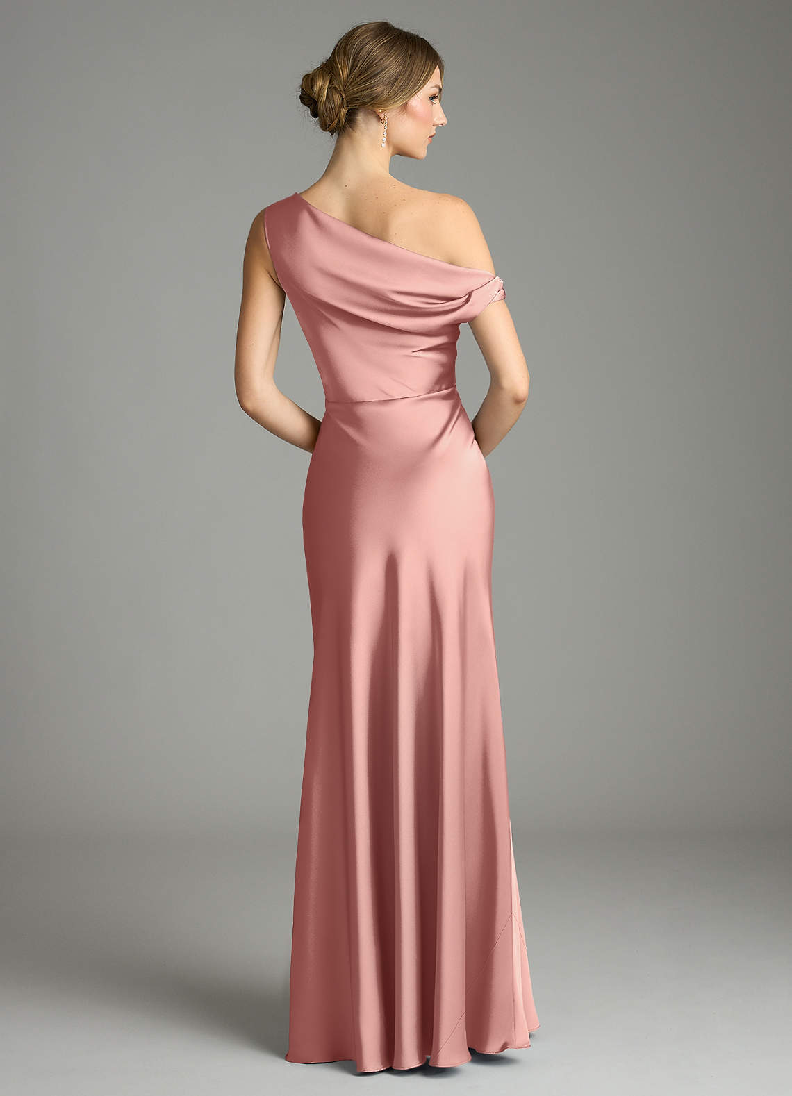 Emerson Mermaid One-Shoulder Stretch Satin Bridesmaid Dress in Rosette