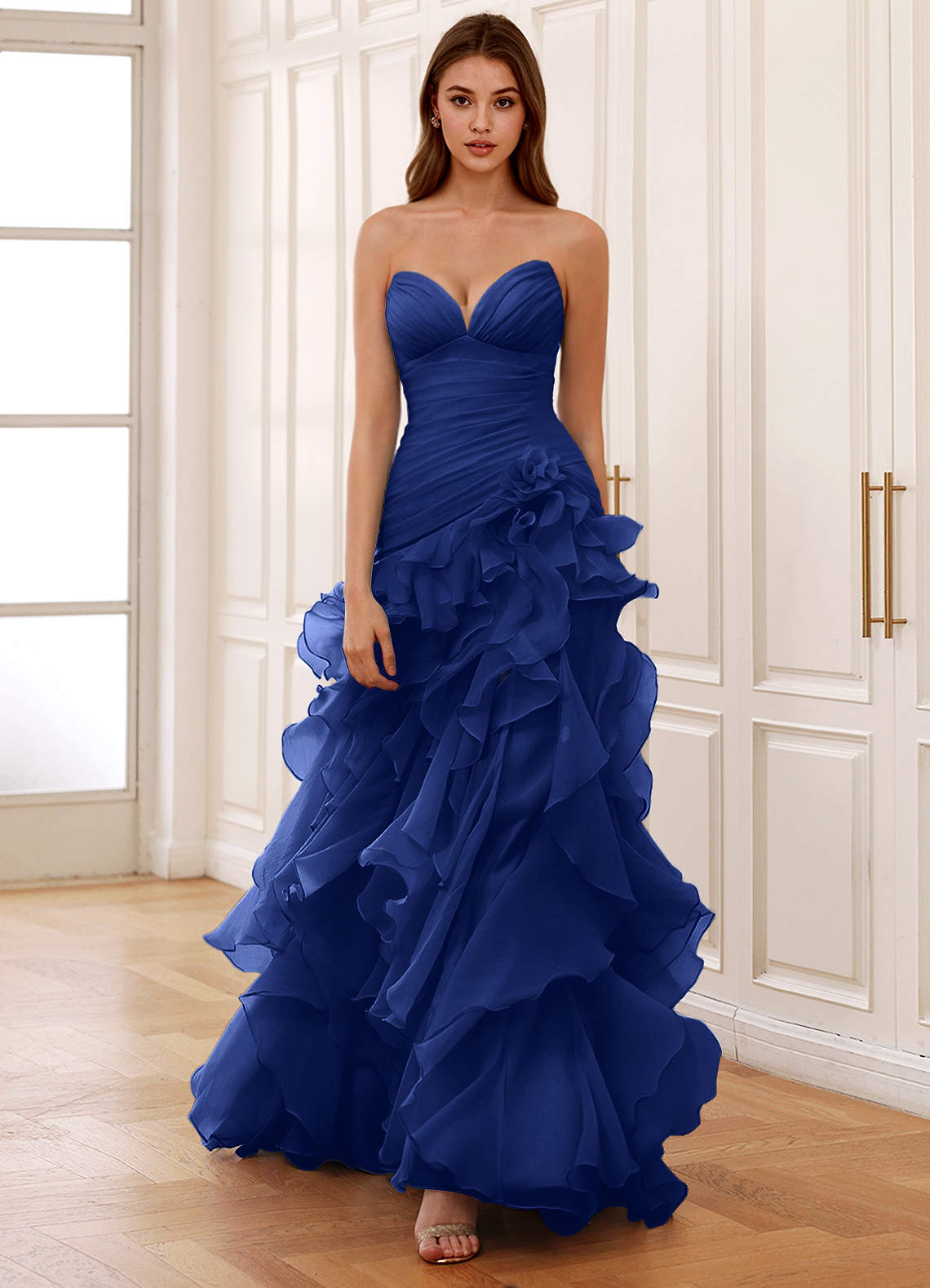 Christabelle Mermaid Sweetheart Chiffon Evening Dress in Royal Blue