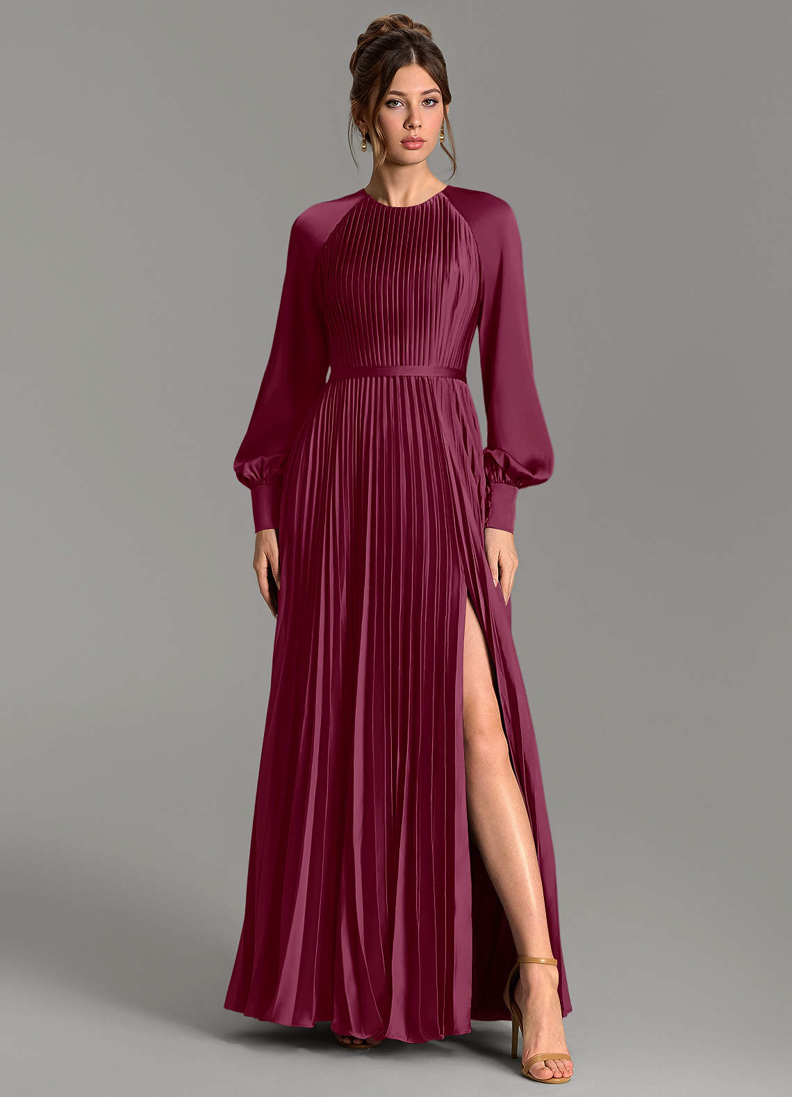 Grayson A-Line Scoop-Neck Stretch Satin Bridesmaid Dress in Mulberry