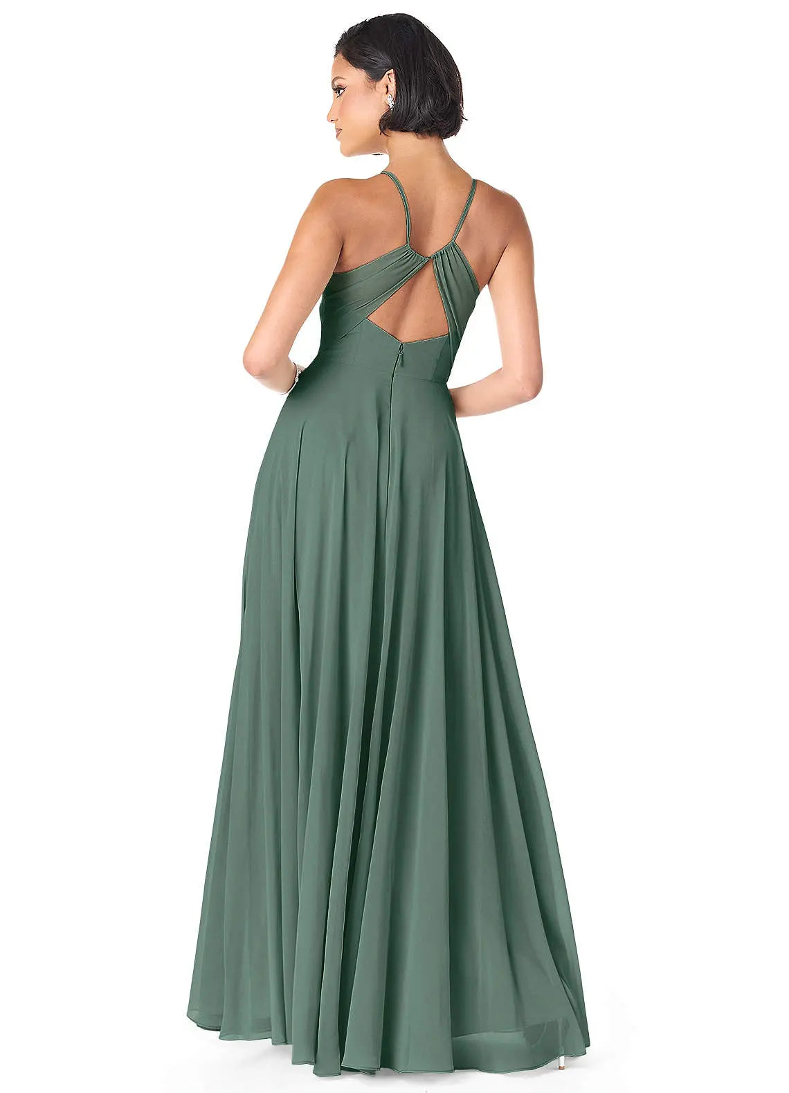 Avelina A-Line V-Neck Chiffon Bridesmaid Dress in Sea Moss