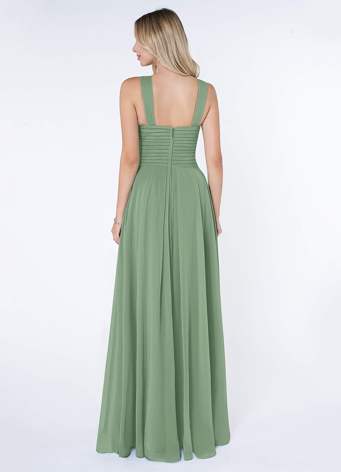 Kaleigh A-Line Halter Chiffon Bridesmaid Dress in Matcha