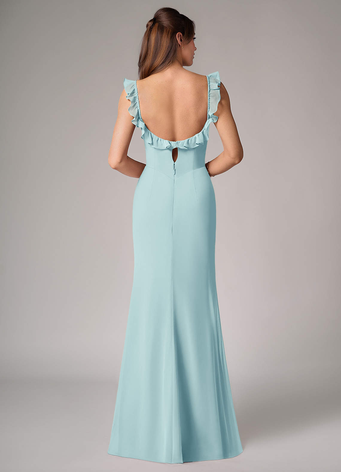 Callie Mermaid Scoop-Neck Chiffon Bridesmaid Dress in Sea Glass