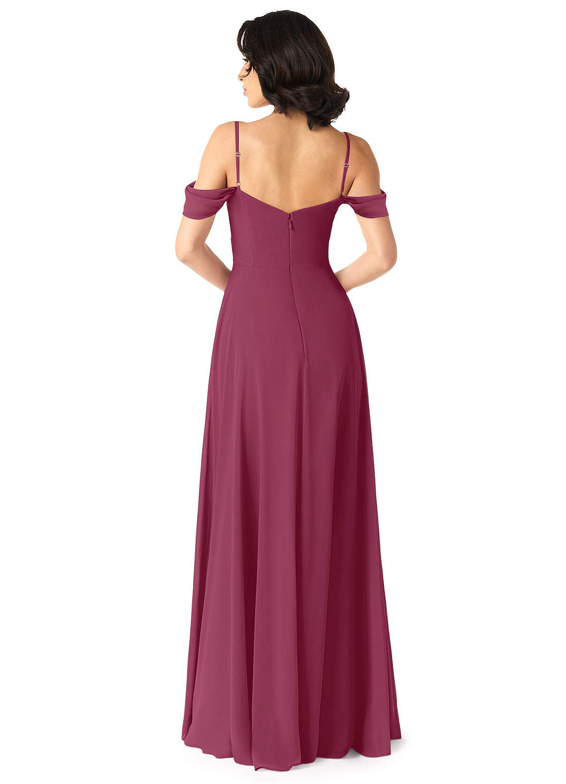 Tancie A-Line Off-the-Shoulder Chiffon Bridesmaid Dress in Mulberry