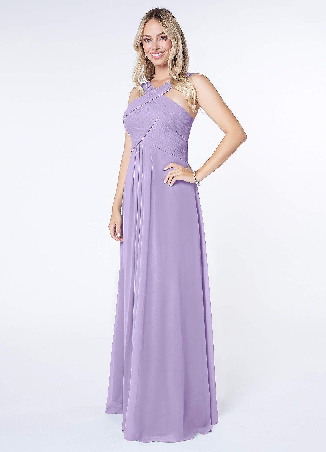 Kaleigh A-Line Halter Chiffon Bridesmaid Dress in Lilac